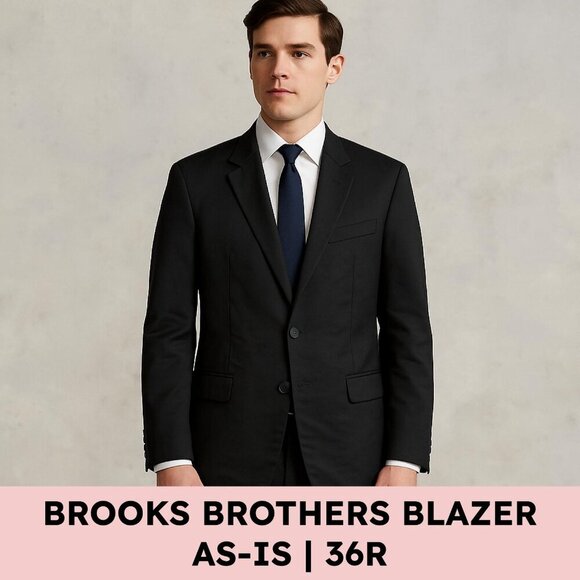 Brooks Brothers 1818 Fitzgerald Blazer Estrato Wool Black 36R Slim Fit AS IS - Picture 1 of 9